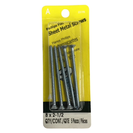 TORNILLO PARA LAMINA ZINCADO CAB PLANA PHILLIPS #8 x 2-1/2 PULGADAS