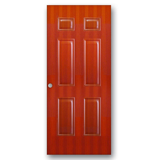 PUERTA DE METAL CON BORDE DE MADERA 6 PANELES 3 X 7 PIES ACABADO MADERA  CM19 (METALPRO)