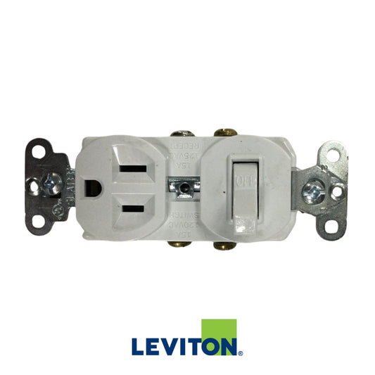 INTERRUPTOR/TOMA 15A/125V BLANCO 5225-W LEVITON