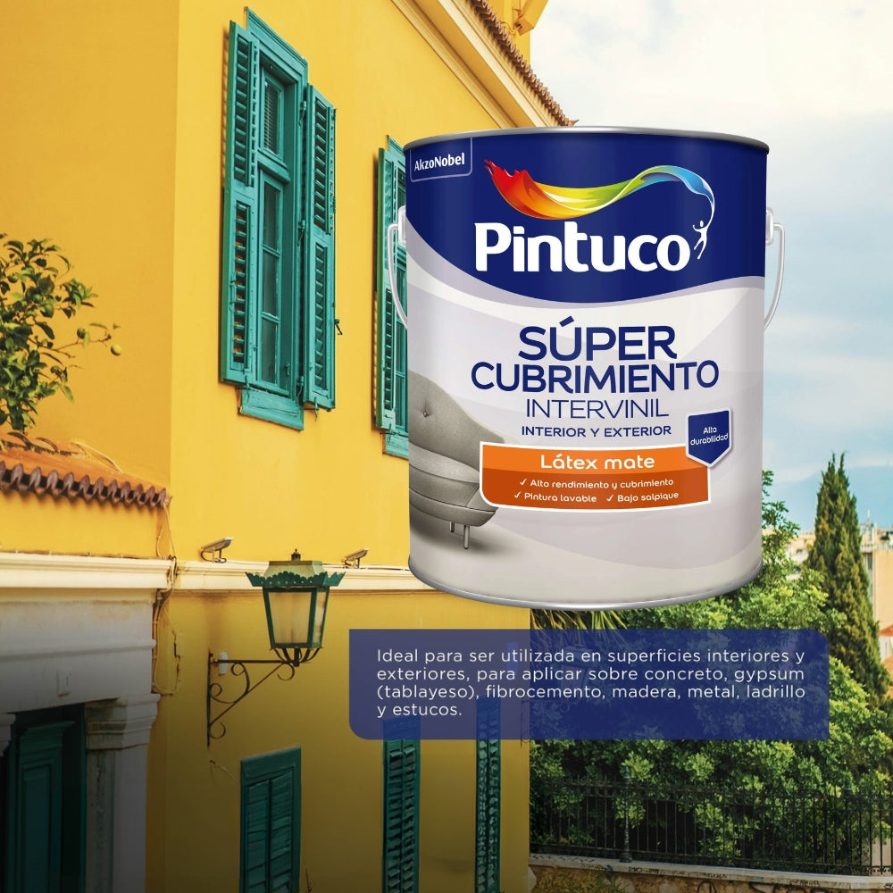 SUPER CUBRIMIENTO LATEX MATE BASE WHITE 1 GL (3.785L) 10374804 PINTUCO