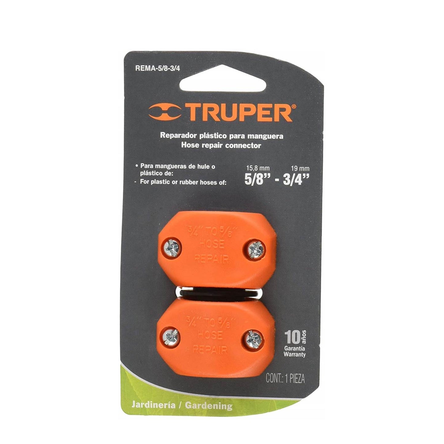 UNION DE MANGUERA PLASTICA 5/8 PULGADAS A  3/4 PULGADAS TRUPER