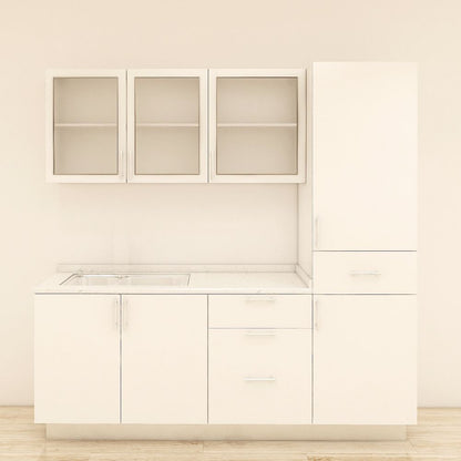 MUEBLE DE COCINA CON FREGADOR Y GABINETE AEREOS COLOR BLANCO YKL-CG-13/TH2242 IZQUIERDO 2.20M
