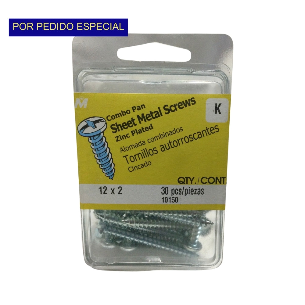 TORNILLO PARA LAMINA COMBO PAN HEAD ZINCADO #12 x 2 PULGADAS