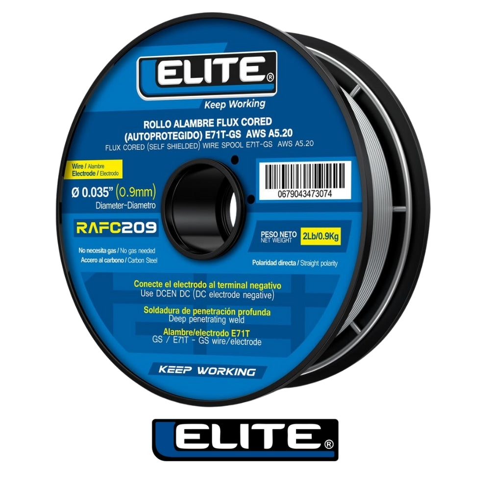 ROLLO ALAMBRE FLUX CORED (AUTOPROTEGIDO) E71T-GS 100mm 2Lb (0,9KG) 0,9MM (0.035) ELITE