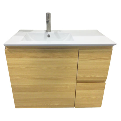 MUEBLE DE BAÑO EN PLYWOOD LAMINADO AEREO CON LAVAMANO Y GRIFERIA 0.80X0.47X0.61 M COLOR MADERA YK201-B14 MOD. YKL-V004 PLY