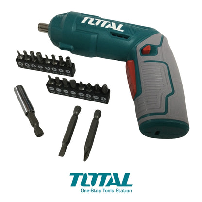 DESTORNILLADOR INALÁMBRICO TOTAL 1/4 4V INCLUYE ACCESORIOS TOTAL TSDLI0442