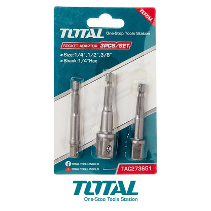 SET DE ADAPTADORES PARA SOCKETS 1/4", 3/8", 1/2" TOTAL TAC273651