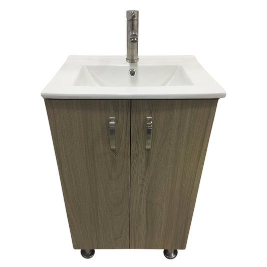 MUEBLE DE BANO CON LAVAMANOS Y GRIFERIA 2 PUERTAS 0.51*0.41*0.86 M COLOR MADERA 6645-9 MOD. YKL-V001 RH
