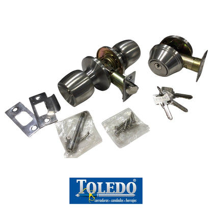 CERRADURA TOLEDO COMBO MALAGA LLAVE / MARIPOSA ACERO INOXIDABLE