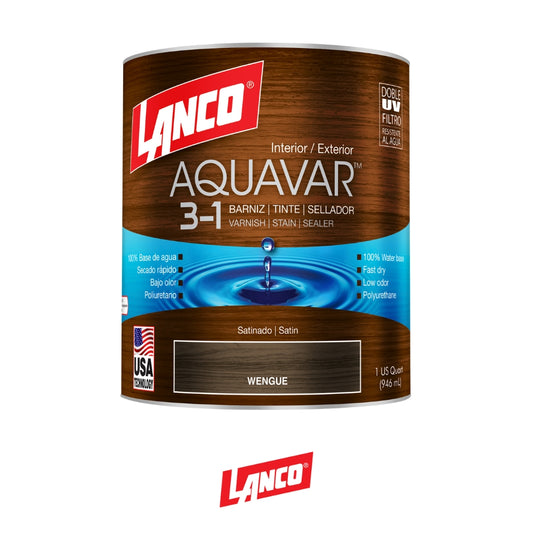 BARNIZ 3 EN 1 AQUAVAR COLOR WENGUE 1/4 GL AQ1364-5 LANCO