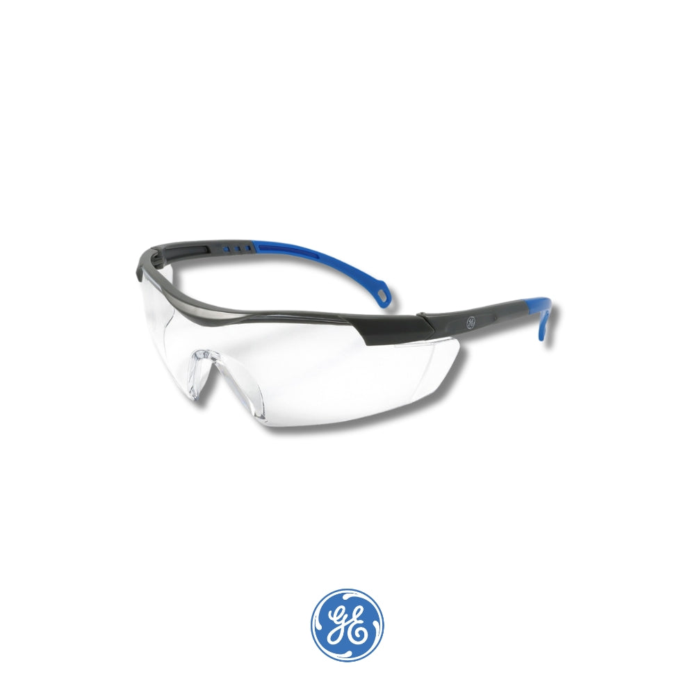 LENTE DE SEGURIDAD  ANTI-RAYADURA/ANTI-EMPAÑO SERIE 01 GE101CAF DE COLOR GRIS/AZUL ANSI Z87.1