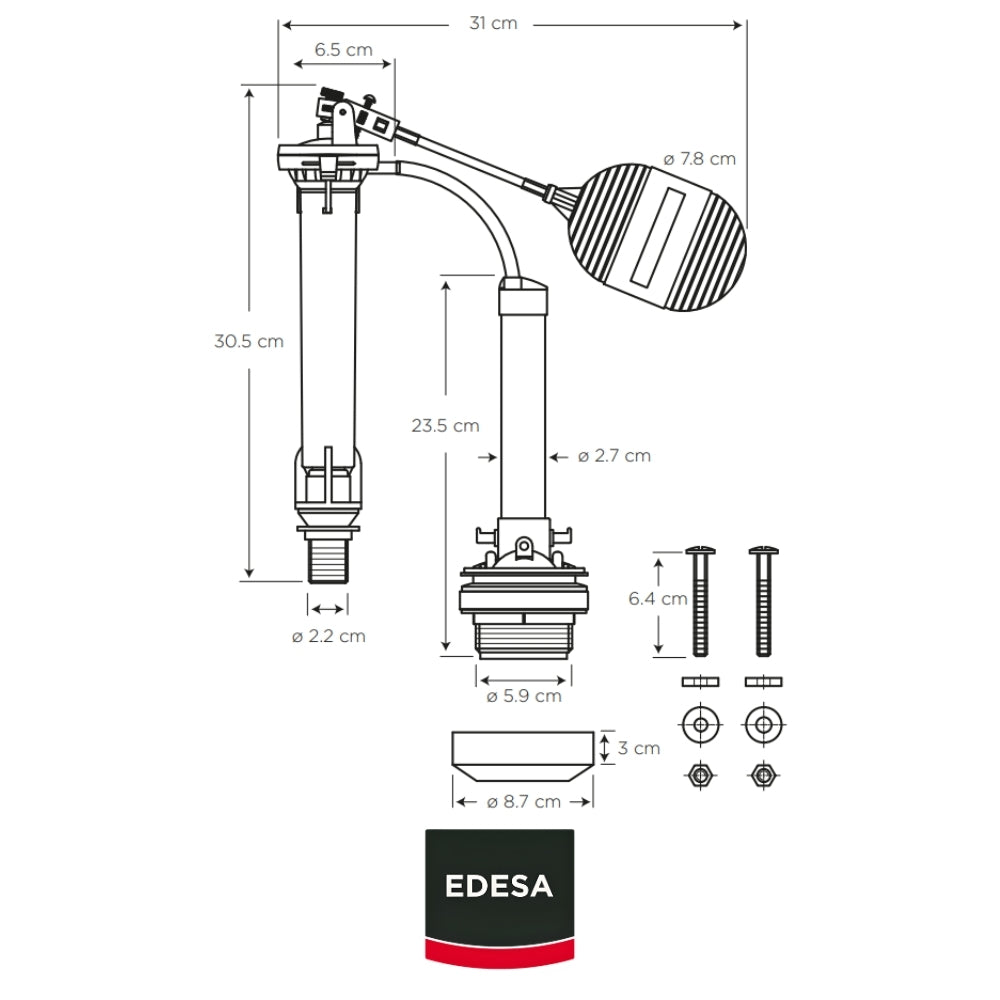 KIT REPUESTO TANQUE INOD EDESA (BLANCO,BONE,CELESTE, VERDE)