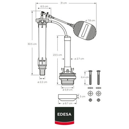 KIT REPUESTO TANQUE INOD EDESA (BLANCO,BONE,CELESTE, VERDE)