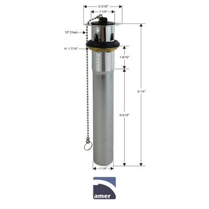DESAGUE METALICO DE LAVAMANOS P.O. PLUG 1-1/4 PULGADAS X 8 PULGADAS AMER