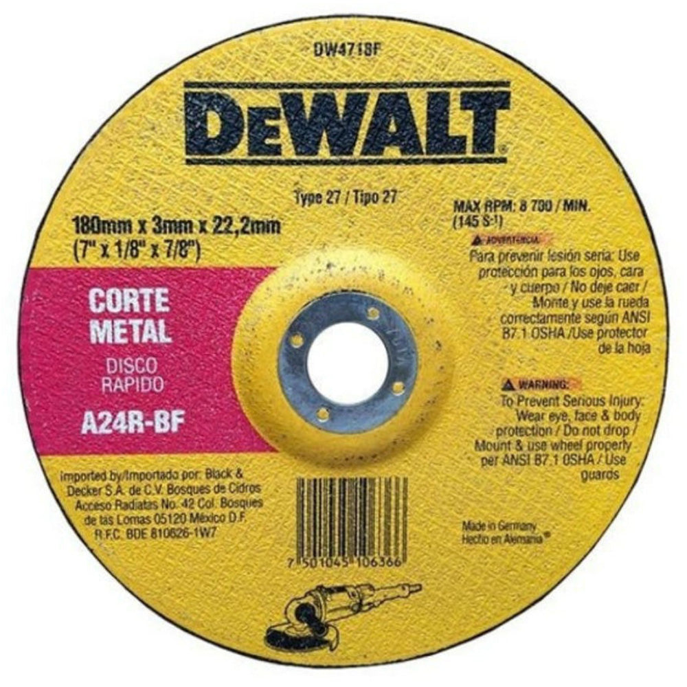 DISCO PARA METAL 7 PULGADAS X 1/8 PULGADAS X 7/8 PULGADAS DW4718F DEWALT