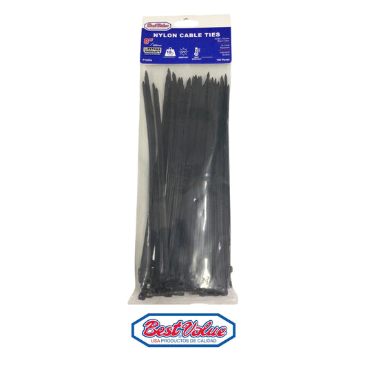 ZUNCHO PLASTICO NEGRO DE 8 PULGADAS X 3.6mm BEST VALUE
