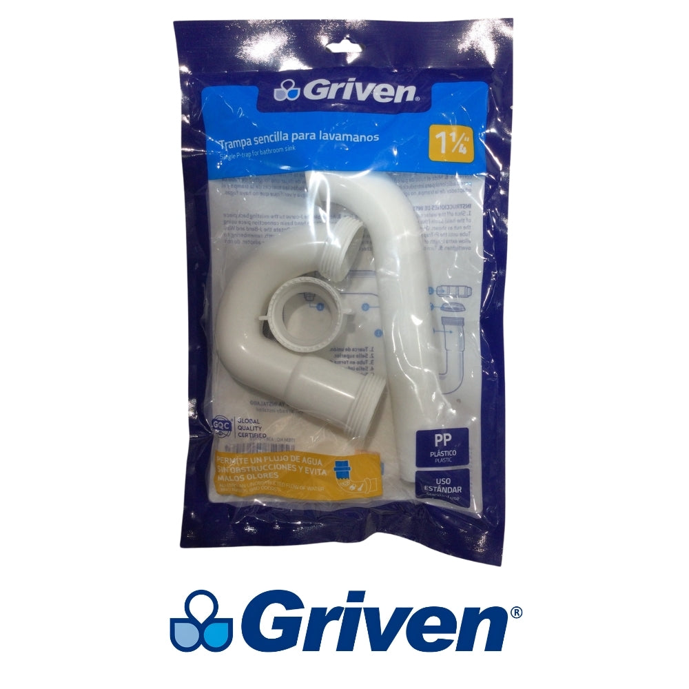 TRAMPA PLASTICA PVC 1 1/4 PULGADAS PARA LAVAMANOS