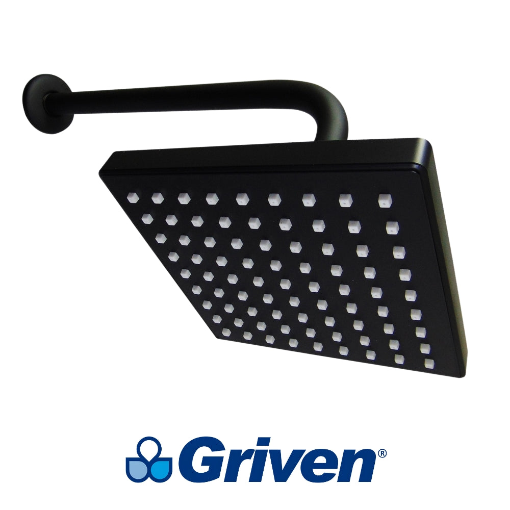 REGADERA TIPO LLUVIA 6 PULGADAS NEGRA GRIVEN GV-SHB-A6