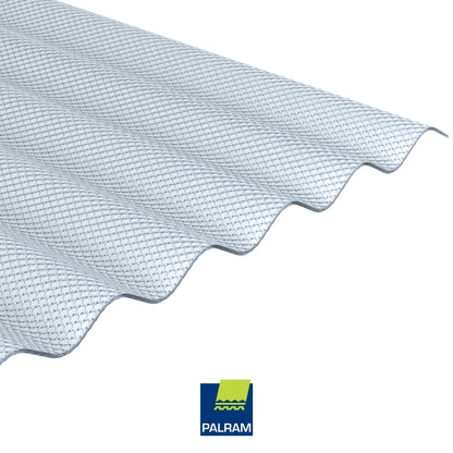 LAMINA DE POLICARBONATO TRANSPARENTE PARA TECHO CORRUGACION CORRIENTE BH PRISMATICO 1.045m X 3.00M 2.8mm (42 PULGADAS X 10) PIES) PALRAM