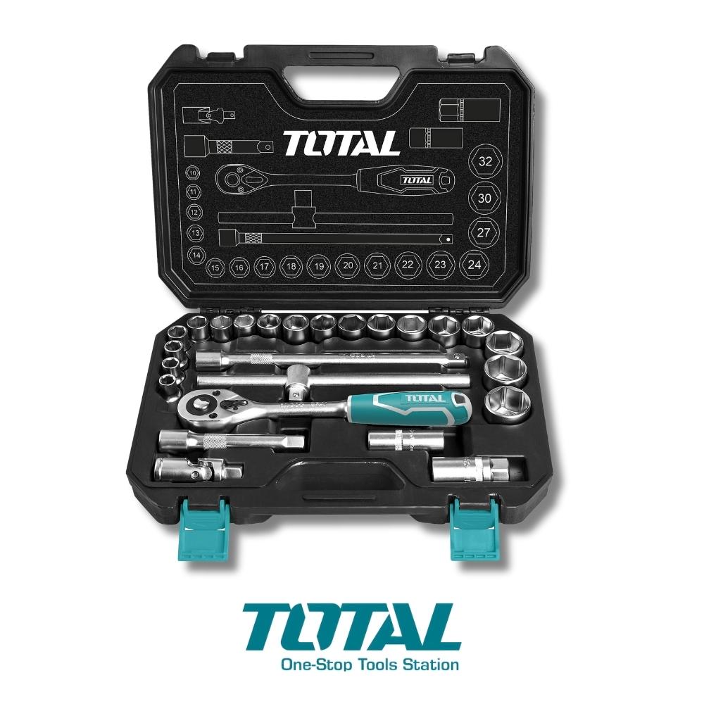 JUEGO DE RATCHET CON SOCKET 1/2 PULGADAS 25 PIEZAS TOTAL THT121251