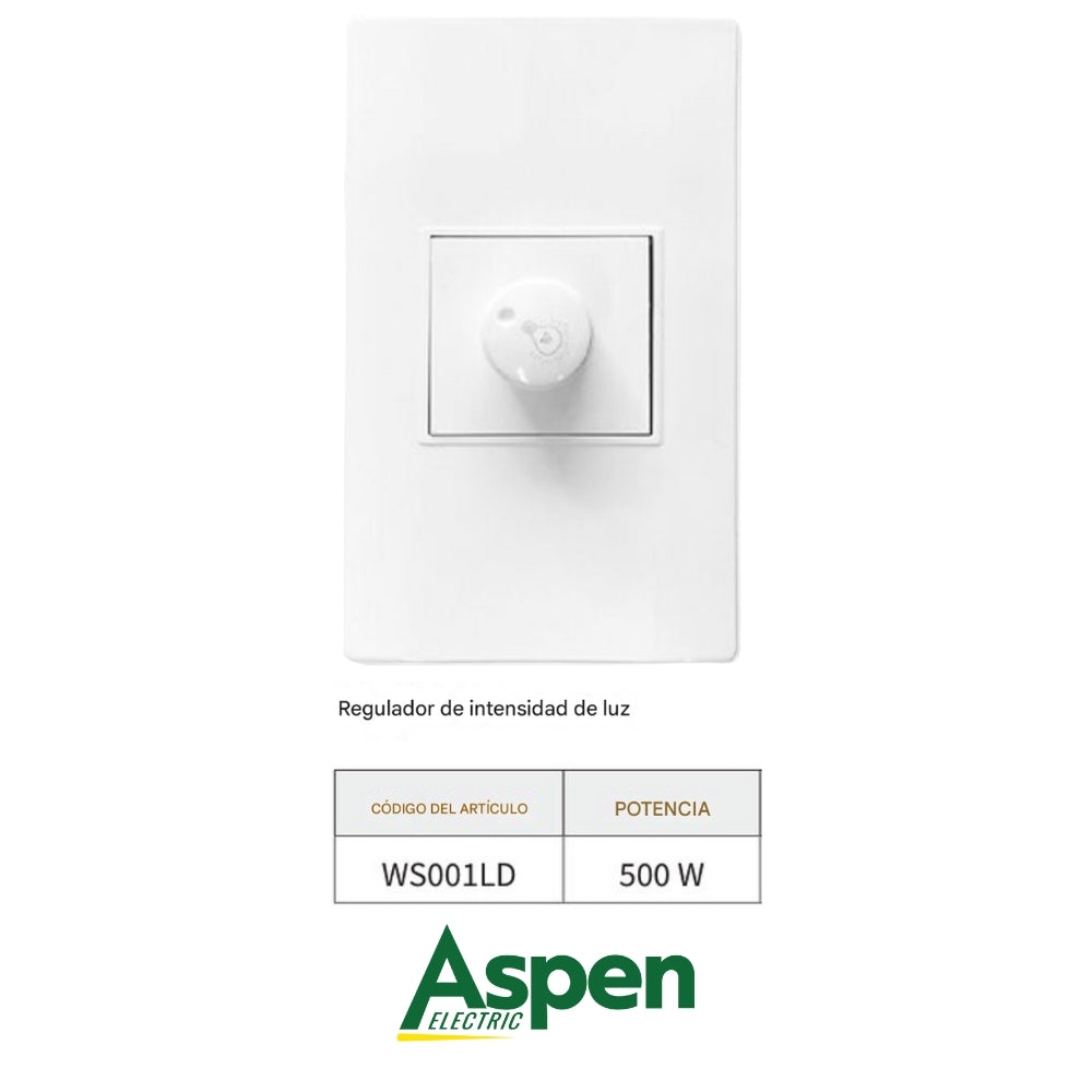 DIMMER DE LUZ BLANCO CON TAPA 500W ASPEN