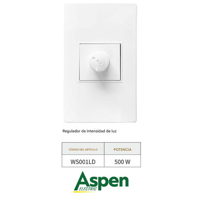 DIMMER DE LUZ BLANCO CON TAPA 500W ASPEN