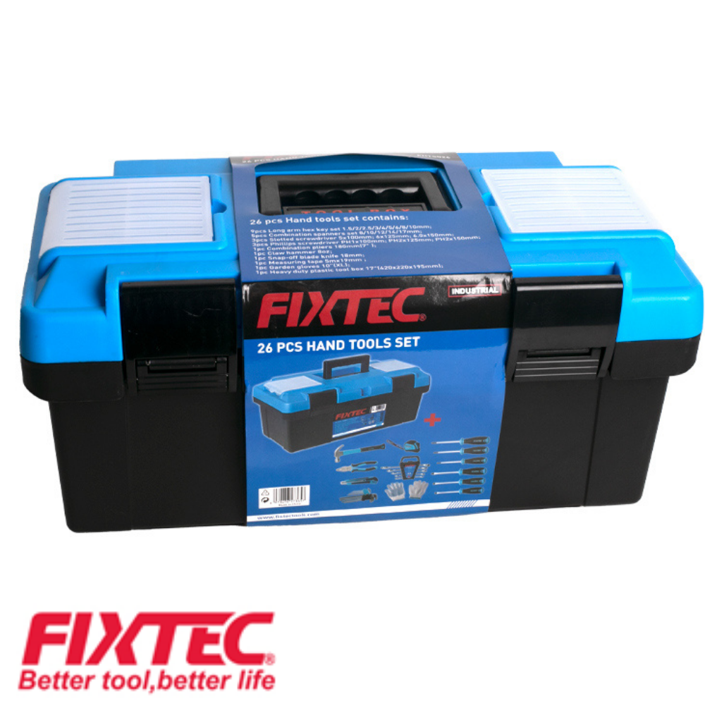 JUEGO DE HERRAMIENTAS MANUALES 26 PCS Y CAJA 17 PULGADAS FIXTEC FHTS026