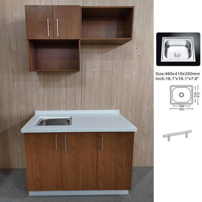 MUEBLE DE COCINA CON FREGADOR Y GABINETE AEREOS COLOR CHOCOLATE YKL-CG-03/TH2215 IZQUIERDO 1.20M