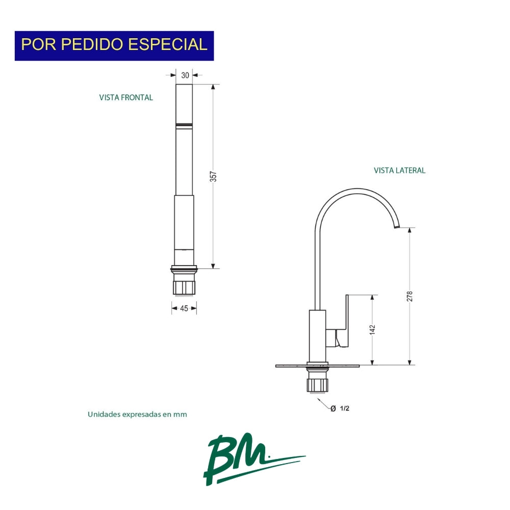 LLAVE DE FREGADERO MONOMANDO TOKIO SQUARE ACABADO CROMO BM-S004