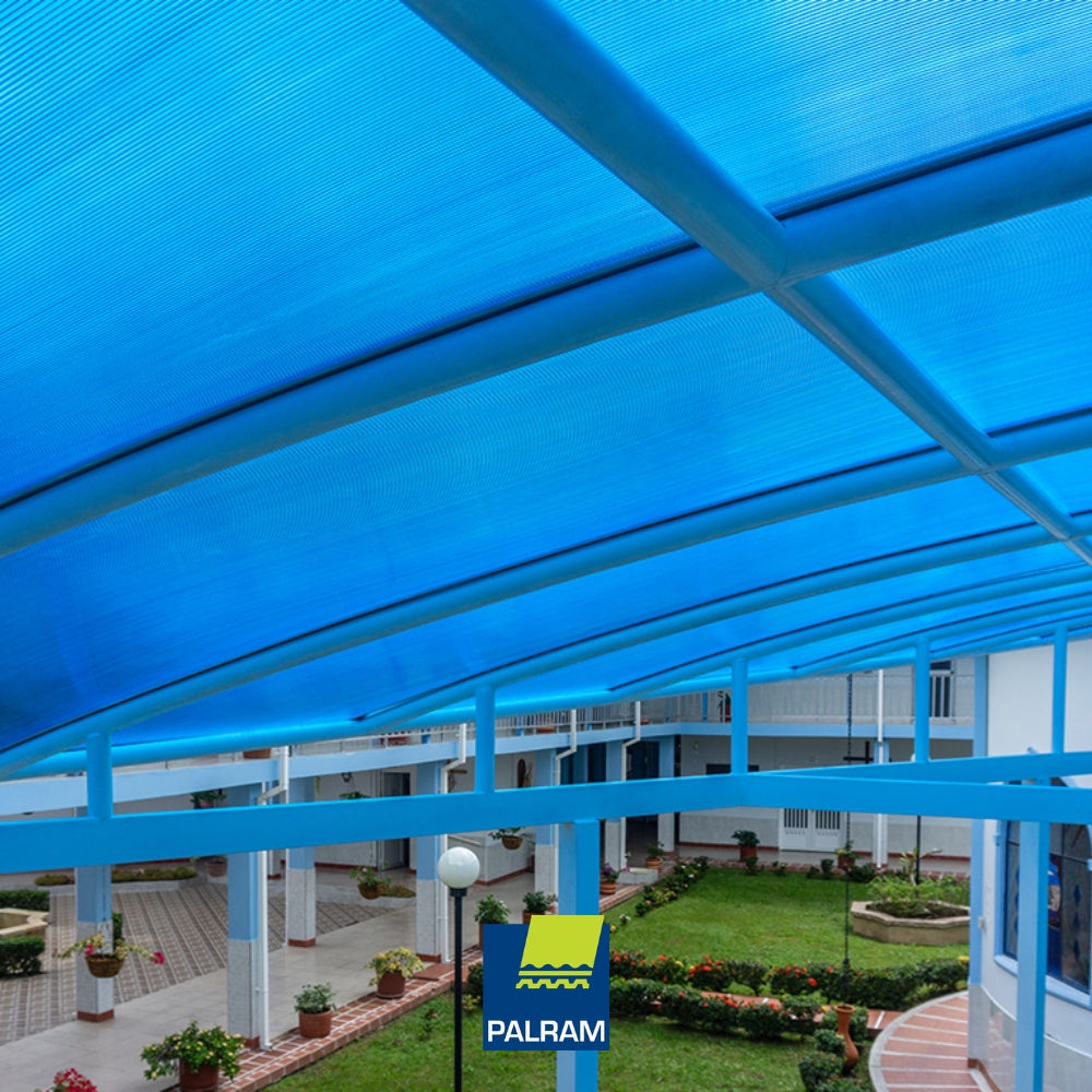 LAMINA DE POLICARBONATO ALVEOLAR 1.22m X 3.05m X 8mm (4 PIES X 10 PIES X 8mm) AZUL PALRAM