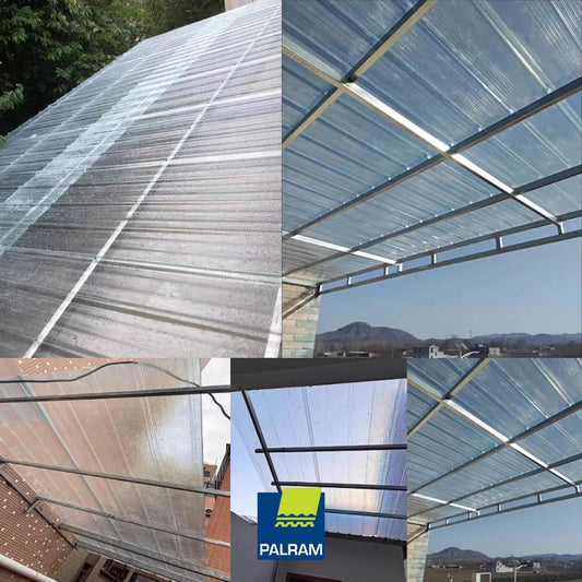 LAMINA DE POLICARBONATO TRANSPARENTE PARA TECHO CORRUGACION F2 1.057M X 2.44M (42 PULGADAS X  8 PIES) PALRAM