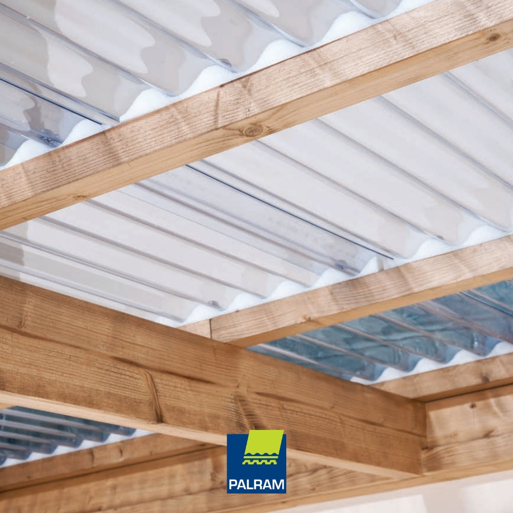LAMINA DE POLICARBONATO TRANSPARENTE PARA TECHO CORRUGACION TIPO PANALIT  1.02M X 2.44M (40 PULGADAS X  8 PIES) PALRAM