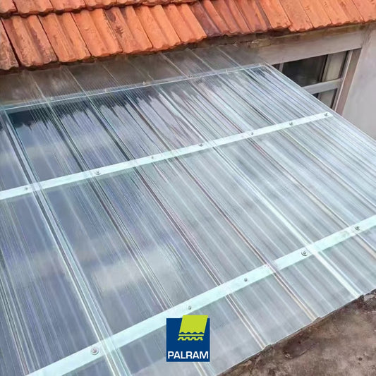 LAMINA DE POLICARBONATO TRANSPARENTE PARA TECHO CORRUGACION TIPO PAZKO  1.07m X 2.44m (42 PULGADAS X  8 PIES) PALRAM