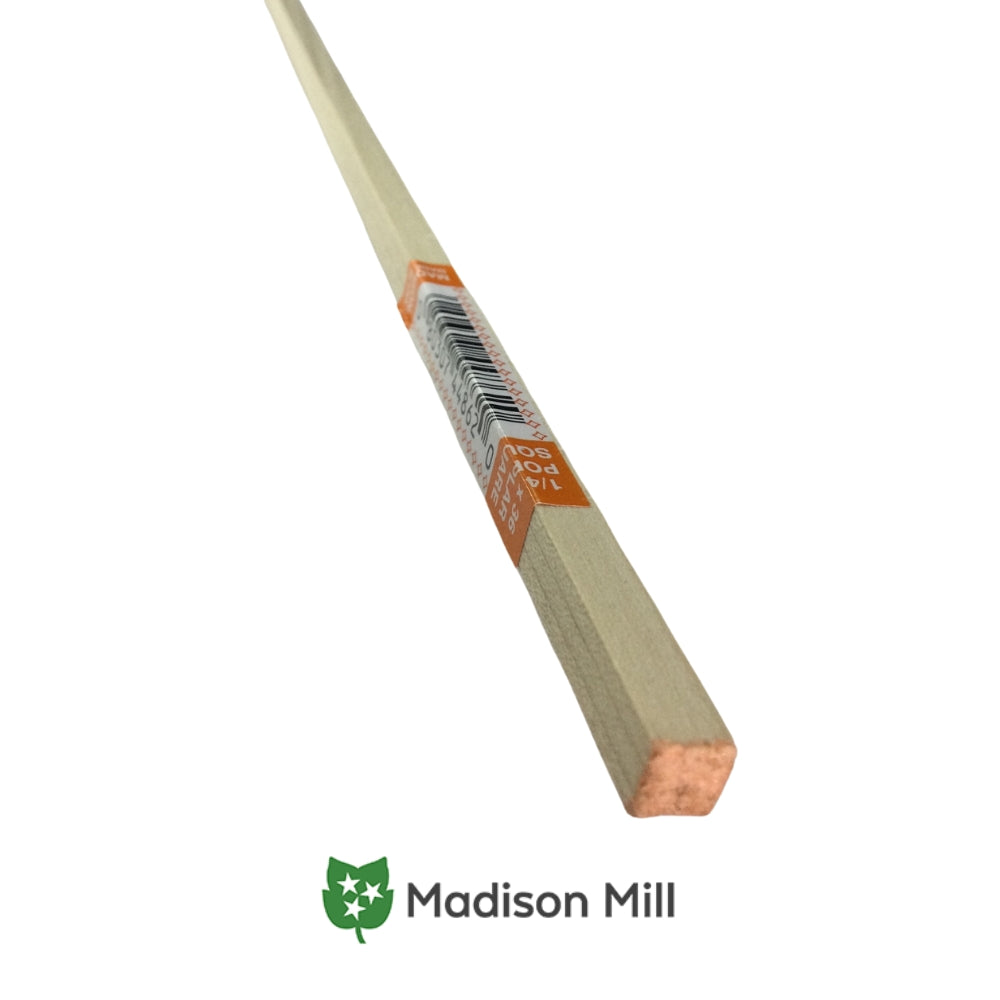 TARUGO DE MADERA CUADRADO 1/4 PULGADAS X 36 PULGADAS POPLAR 444550