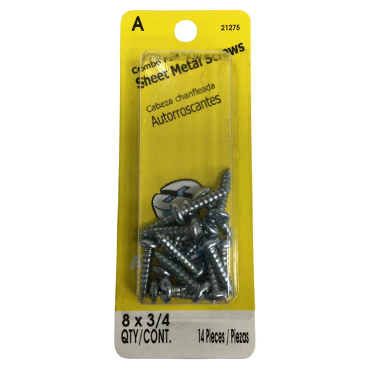TORNILLO PARA LAMINA COMBO PAN HEAD ZINCADO #8 x 3/4 PULGADAS