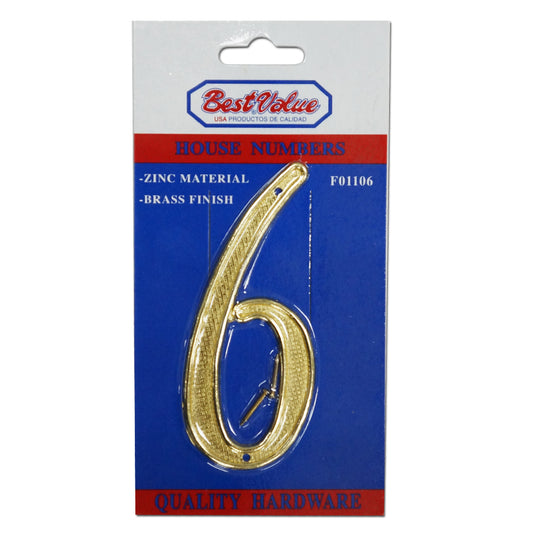 NUMERO PARA PUERTA  PULGADAS 6 PULGADAS  DORADO BEST VALUE