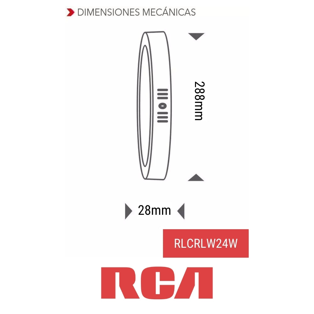 PANEL LED SUPERFICIAL REDONDA 24W LUZ CALIDA 3000k 85-277V RCA (RLCRLW24W)