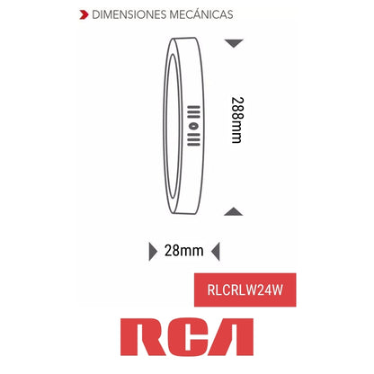 PANEL LED SUPERFICIAL REDONDA 24W LUZ CALIDA 3000k 85-277V RCA (RLCRLW24W)