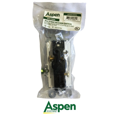 INTERRUPTOR 3-WAY BLANCO DECORA 15A 120/277V UL ASPEN AESD2002