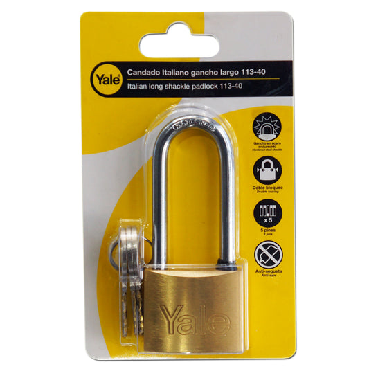 CANDADO 40mm ARCO LARGO ACERO ENDURECIDO YALE