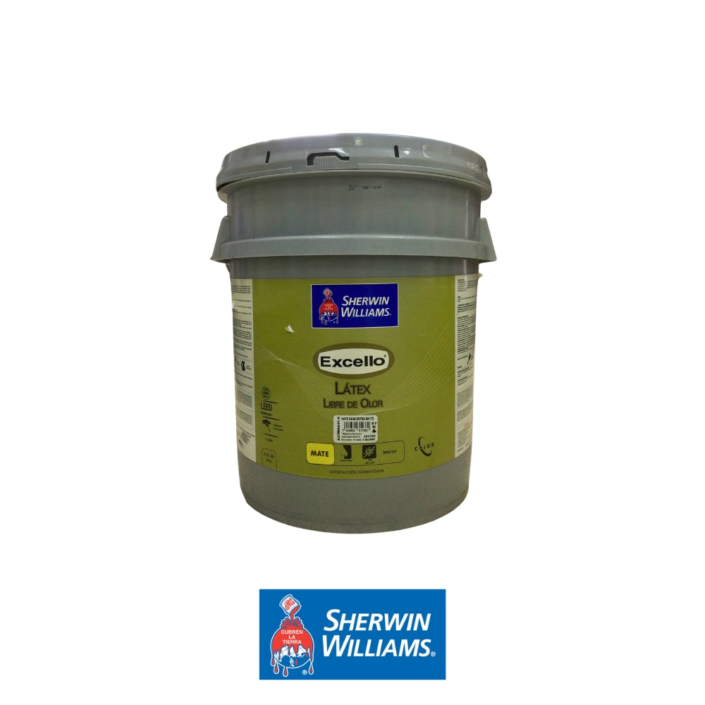 PINTURA LATEX LIBRE DE OLOR MATE BASE EXTRA WHITE EXCELLO 5GL A23WSA51-5 SHERWIN WILLIAMS