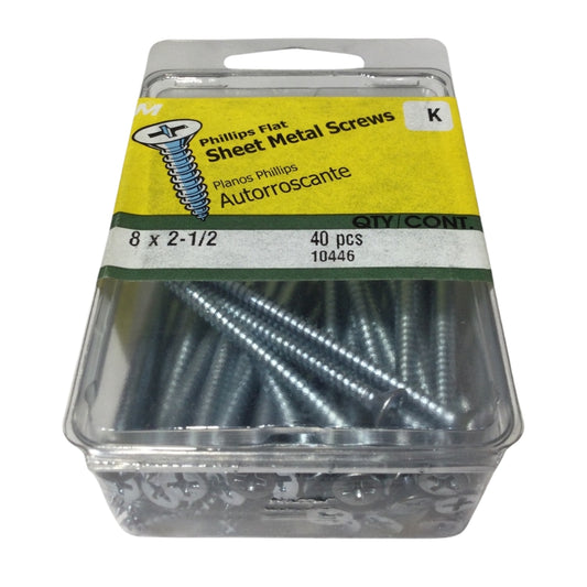 TORNILLO PARA LAMINA ZINCADO CAB PLANA PHILLIPS #8 x 2-1/2 PULGADAS