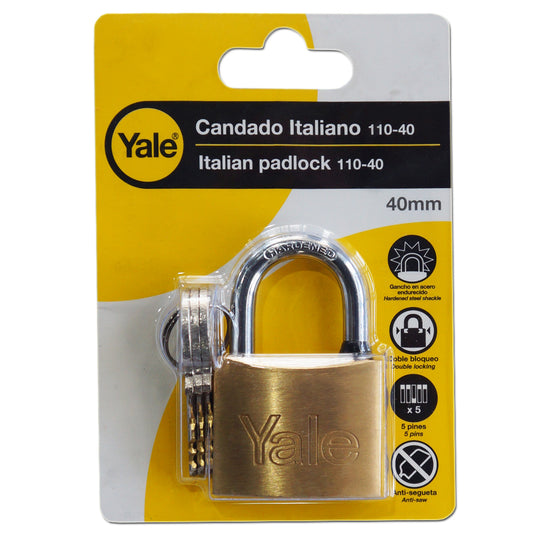 CANDADO 40mm ACERO ENDURECIDO ARANDELA CONTRA AGUA YALE