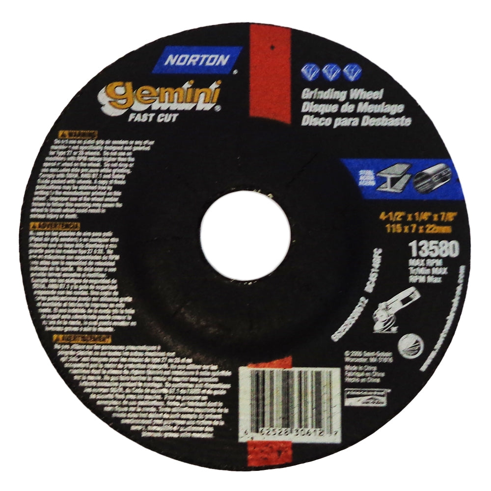 DISCO DE DESBASTE PARA ACERO INOXIDABLE  4-1/2 PULGADAS X1/4 PULGADAS X7/8 PULGADAS   (DW44810) DEWALT