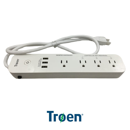 REGLETA INTELIGENTE 4 SALIDAS Y CARGADOR USB 110V TR-MS636