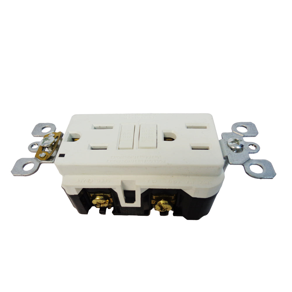TOMACORRIENTE DOBLE GFCI 15A/125V NEMA 5-15R BLANCO LEVITON