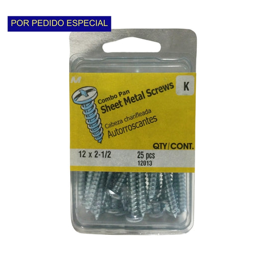 TORNILLO PARA LAMINA COMBO PAN HEAD ZINCADO #12 x 2-1/2 PULGADAS