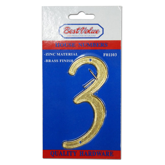 NUMERO PARA PUERTA  PULGADAS 3 PULGADAS  DORADO BEST VALUE