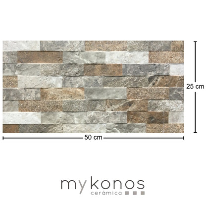REVESTIMIENTO CERAMICO MYKONOS MIX MATE 25X50CM 1.63M2/CAJA