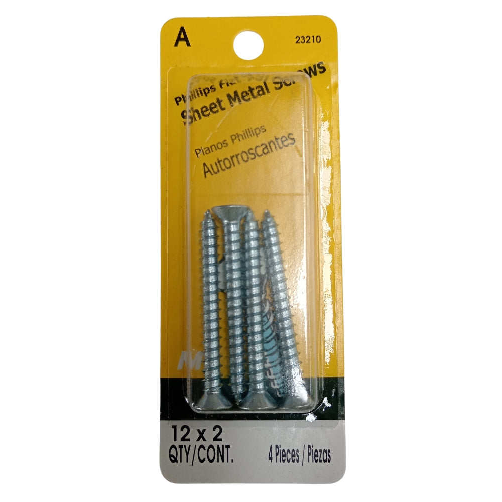 TORNILLO PARA LAMINA ZINCADO CAB PLANA PHILLIPS #12 x 2 PULGADAS